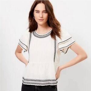 LOFT peplum embroidered top